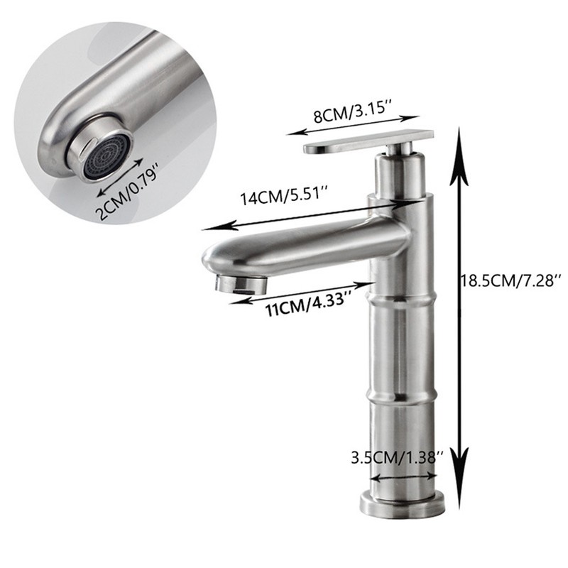 Bamboo Shape Stainless Steel Basin Faucet Cold Water Sink Faucet