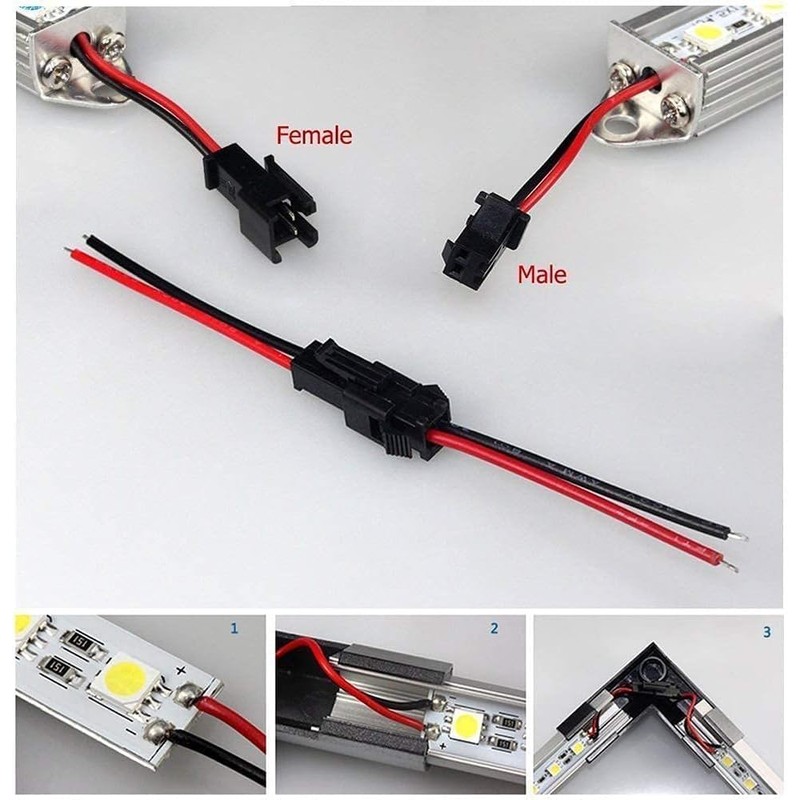 10 Pairs 2 Pin JST SM Male LED Connector Cable