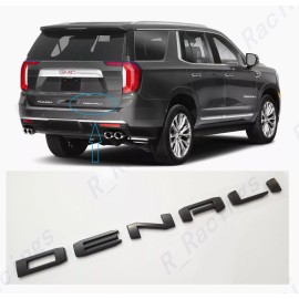 GMC 1pc Matte Black Rear DENALI Emblems Letters Fit 2021-2023 GMC Yukon Yukon XL