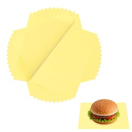 uxcell 200 Pcs Wax Paper Sheets for Food, 7 x 7 Inch Greaseproof Wrapping Paper Sheets, Square Food Basket Liners for Sandwich Hamburger Bread, Yellow