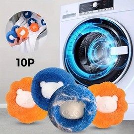 Drum & Pulsator Washing Machine Lint Remover Ball - Pet Hair & Dust Catcher for Dark Clothes (1 Set) Pack of 10 3ea