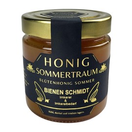 Original German Honey Summer Blossom Honey 500 g in Glass from Upper Franconia (North Bavaria) Honey Pure and Natural