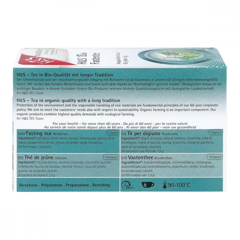 H&S Organic Fasting Tea Filter Bag, 20 x 1.5 g