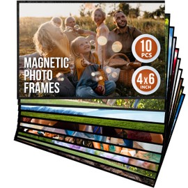 10 Pack 4x6 Magnetic Picture Frames for Refrigerator - Magnet Picture Frames for Fridge - Clear Magnetic Photo Sleeve 4 x 6 Magnetic Frame Photo Magnets - Locker Magnets & Decor - Locker Picture Frame