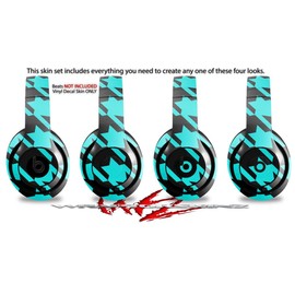 Skin Decal Wrap Works with Beats Studio 2 and 3 Wired and Wireless Headphones Houndstooth Neon Teal on Black Skin Only Headphones NOT Included