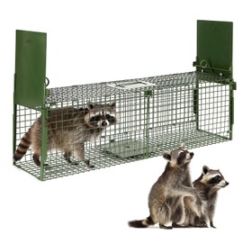 40” 2 Door Live Animal Trap, Easy Set and Release Animal Trap, Live Animal Trap Cage for catching Stray Cats, Raccoons, Squirrels, Rabbits, Moles, Groundhogs, Armadillos up to 17.6 lbs