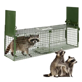 40” 2 Door Live Animal Trap, Easy Set and Release Animal Trap, Live Animal Trap Cage for catching Stray Cats, Raccoons, Squirrels, Rabbits, Moles, Groundhogs, Armadillos up to 17.6 lbs