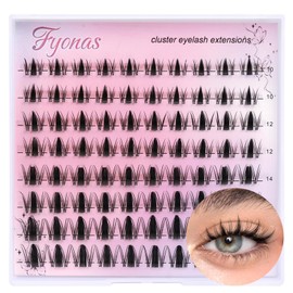 Fyonas Manga Lash Clusters Spiky Eyelash Clusters C Curl Cluster Eyelash Extensions 10-16mm Anime Individual Lashes Wet Look Lashes Clusters with Clear Thin Band (Fairy)