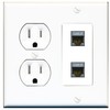 RiteAV 2 Port Cat7 Shielded Ethernet Wall Plate - Tamper Resistant Outlet [Round White]