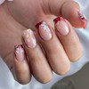 Red French Tip Press on Nails Short Square Fake Nails