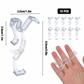 10pcs Clear Plastic Valance Clips for Horizontal Blinds - 64mm Width Blind Clips Top Fixing for Valance Retainer Holder