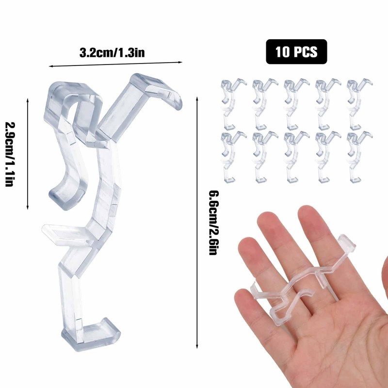 10pcs Clear Plastic Valance Clips for Horizontal Blinds - 64mm
