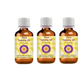Deve Herbes Pure Tamanu Oil (Calophyllum inophyllum) Cold Pressed (Pack of Three) 100ml X 3 (10 oz)