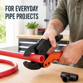 PVC Pipe Cutter for PEX, PVC, PPR & Plastic Hose – SK5 Steel Blade with Safety Lock for Plumbing Repairs