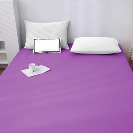 NAFAY LIVING Fitted sheet-Plain Dyed Ultra Soft Microfiber Bedding Sheet Set 25cm Deep- Non-Iron, Wrinkle Free & Breathable Bed Sheet (Purple, Double)