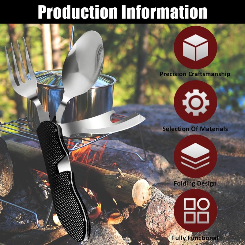 4 in 1 Piece Camping Tools, 4 in 1 Folding