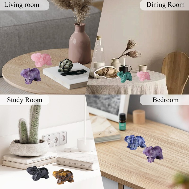 GUJOXILA Black Obsidian Crystal Elephant Ornament Crystals Gifts for Women