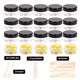 Pack of 20 containers, 10 ml, jars with lid, lip balm container, jar, cream jar, empty