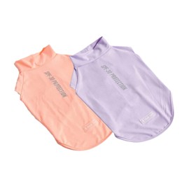 Spark Paws Sunblock Dog T-Shirt, SPF30 Protection, Lightweight Breathable Quick Dry for Dogs with Sensitive Skin - Purple & Peach (Set of 2) - S