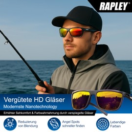 Rapley Polarised Sunglasses for Men and Women - UV400 Protection Sunglasses for Maximum Protection - Polarising Glasses with Scratch-Resistant 11 Layer TAC Lenses - Sunglasses Fishing Outdoor, black