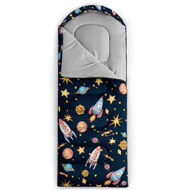 QOOMO Planet Printed Camping Sleeping Bags,3 Season Warm & Cool Weather,Lightweight,Waterproof Sleeping Bags for Adults & Kids,Traveling,and Outdoors,Camping Gear Equipment, 31x90inch