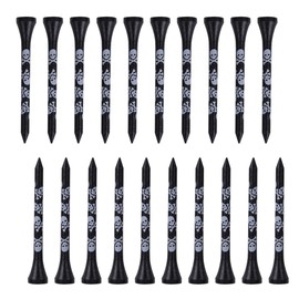Hiro World Trade Golf Tees Skull Pattern Tees Wood Tees Long Tees Driver Set (20 Skull Black Middle)