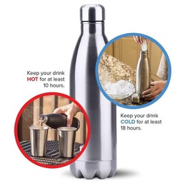 Boolavard Water Bottle Vacuum Insulated Stainless Steel Water Bottle BPA-Free Metal Sports Bottle Double Wall Insulated Cold and Warm Drinks 17 oz / 500 ml (Aqua)