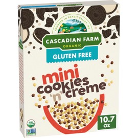 Cascadian Farm Organic Mini Cookies 'n' Crème, Gluten Free Cereal, Made with Whole Grain, Non-GMO, 10.7 oz