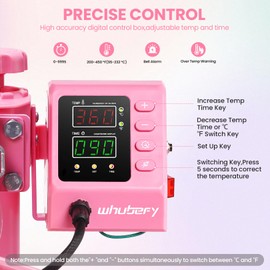 Whubefy Shirt Heat Press 12x15, 5 in 1 Heat Press Combo with 3 DTF & 1 Sublimation Paper, 30oz Tumbler Press Machine & Hat Press, LED Industrial Digital Sublimation Heat Press Machine, Pink