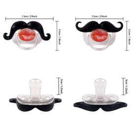 Funny Baby Pacifiers,Mustache Pacifier for Babies 0-36 Months Mustache Binkies Funny Mustache Pacifiers for Boys and Girls BPA Free (4 Packs)