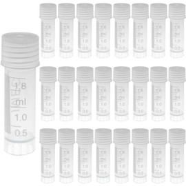 BLLNDX 25PCS Reagent Storage Tubes Scaled Freezing Tubes 2ml Laboratory Threaded Bottles with Clear Screw Caps Self Standing Vial Tubes for Freezer Storage