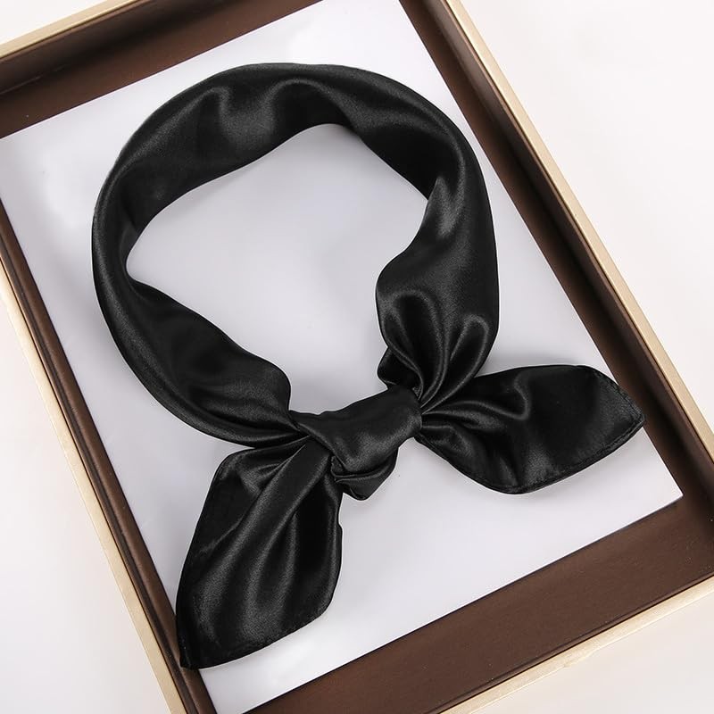 1 Piece of Black Square Satin Scarf Wrap Neck Scarf