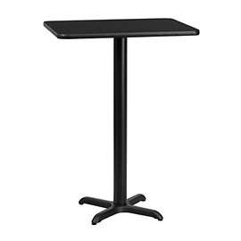 Flash Furniture 24'' x 30'' Rectangular Black Laminate Table Top with 22'' x 22'' Bar Height Table Base