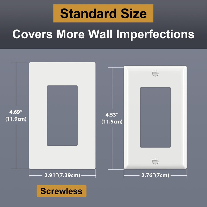 BESTTEN (50 Pack) USWP4 Matte White Screwless Switch Plate, 1-Gang