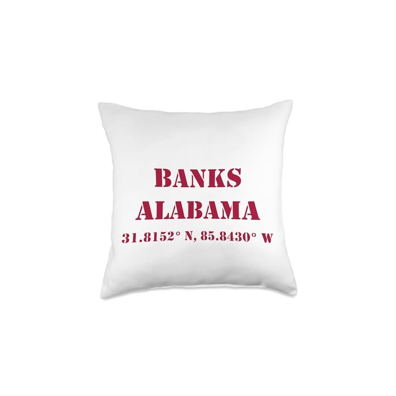 Banks Alabama Coordinates Souvenir Throw Pillow