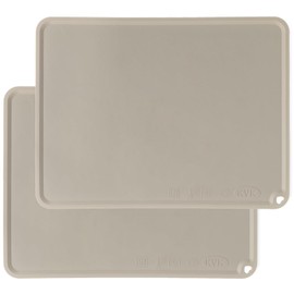 KVK Silicone Placemat for Toddles Kids Non-Slip Reusable Portable Baby Placemats for Restaurant Stain-Proof Children Food Mats Eating Table Mat 2 Pack (Ecru)