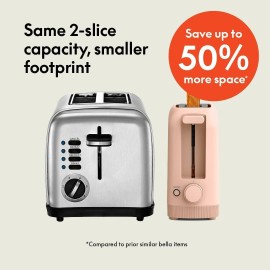 Bella 2-Slice Slim Toaster 900W Fits-Anywhere Kitchenware 6 Shade Settings
