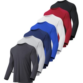 MLYENX 4-7 Pack Long Sleeve Shirts for Men Quick Dry Moisture Wicking Mens Long Sleeve Tee Shirts Workout T Shirts