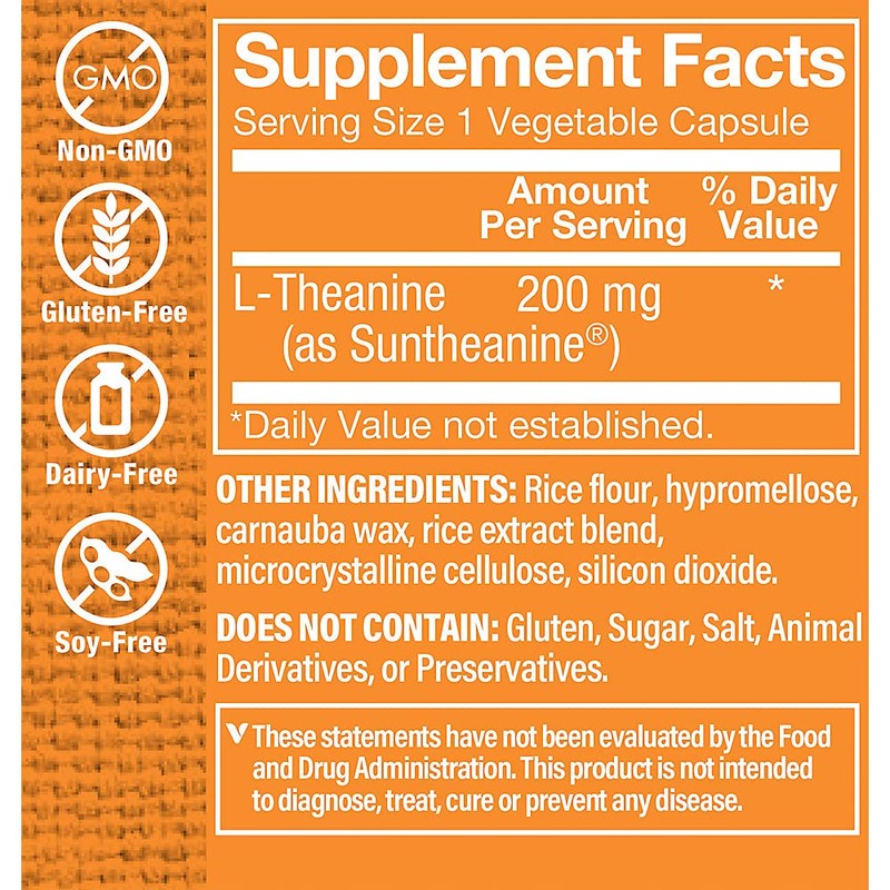 The Vitamin Shoppe L-Theanine 200MG - Calm Focus, Stress Support