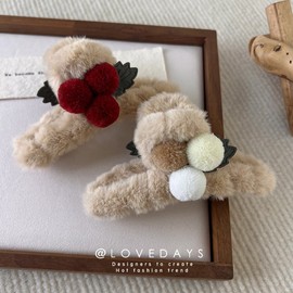 Warm Retro Cherry Fruit Hair Claw Clip, Mori Girl Korean Style Hair Accessory One Size / B Red Ball 20ea