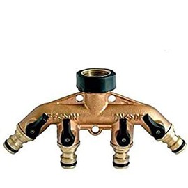 Voche® Solid Brass 4 Way Outside Garden Tap Multi Adaptor with Hose Connectors RRP £39.99