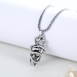 ECHOOY Skeleton Hand Necklace 925 Sterling Silver Animal Snake Necklace Gothic Skull Jewellery Gifts for Women Men Mother's Day