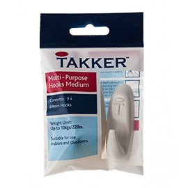 Takker - Easy Frame One Step Multi-Purpose Hanging Tool Hooks | Picture Hanging Kit Hooks - Compatible and Hardwall Suitable Indoors and Outdoors | Medium - x3 Pack