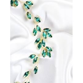 Brihasory Simple Rhinestone Headband Green Red Wedding Hair Accessories for Brides Bohemian Tiaras for Women and Girls Goddess Costume Hair Decoration Party Christmas Prom Bridesmaid Gifts(Green)