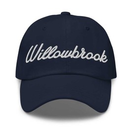 Willowbrook Baseball Cap Willowbrook Dad Hat Bold Baseball Script Michigan MI Hat Embroidered Souvenir Gift Navy