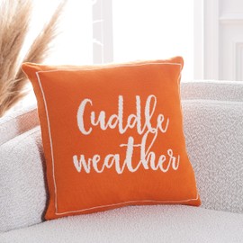 SAFAVIEH Home Collection Cuddle Weather Orange/Natural Cotton 18-inch Square Decorative Accent Insert Throw Pillow