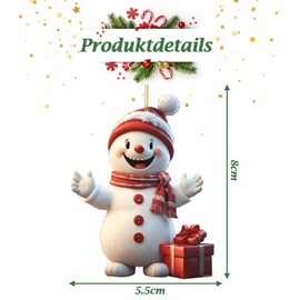 TAKONE Pack of 10 Christmas Tree Decorations - 2D Acrylic Pendants for Christmas, Funny Hanging Christmas Decorations for Door, Window, Indoor and Outdoor Decoration