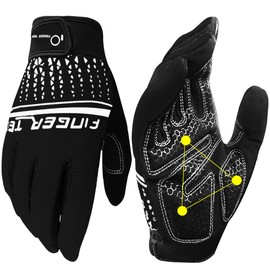 Training Gloves Gym Workout Full Finger Two Hands Touch Screen Breathable Anti Slip Padded Palm Protection Fitness Strength Training Powerlifting Men Women Home Gym Cycling (L, Black)