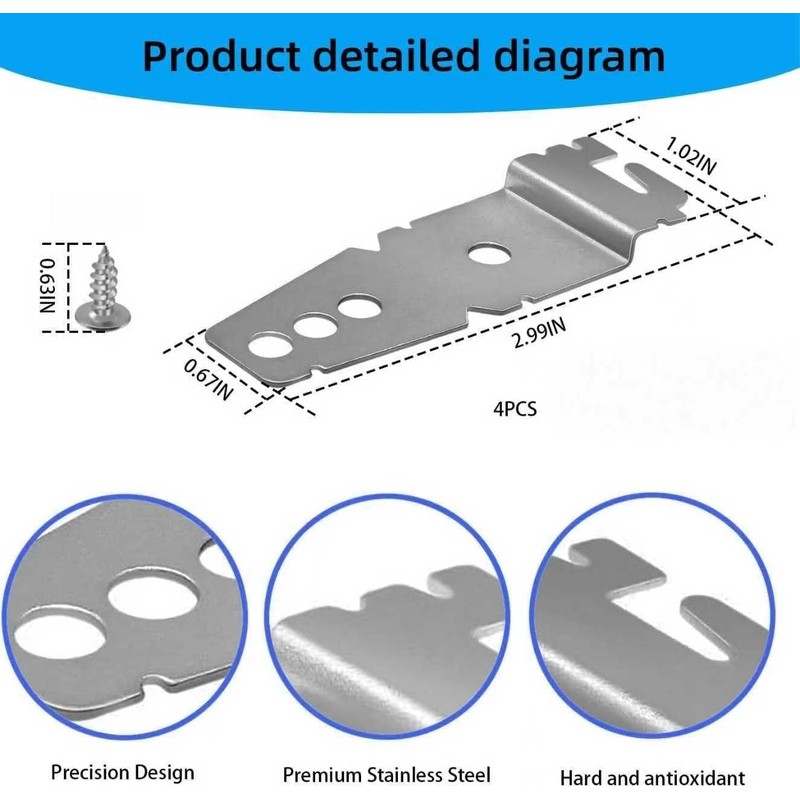 4-Pack Dishwasher Bracket-Undercounter, Dishwasher Clips, Dishwasher Mounting Bracket, with Screws