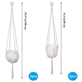 hzfengsheng Hanging Planter Basket, Cotton Rope Macrame Plantpot Hanger, Wall Hanging Flowerpot Holder for Indoor Outdoor Balcony Decor - 80CM 100CM